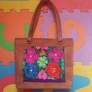 Corduroy Boho Floral Hand Shoulder Bag